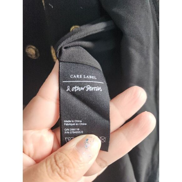 Paris Atelier & Other Stories Black w/Gold Coin Print Wrap Dress size US 8/US 40 - Picture 11 of 12